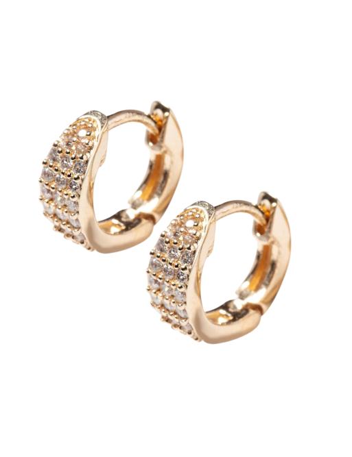 Lovisa - Orecchini a cerchio appariscenti in argento sterling placcato con pavé color oro , 2 di 4