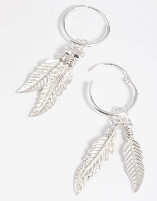 Lovisa - Orecchini a cerchio in argento sterling con foglie, 3 di 4