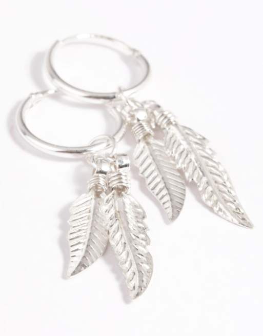 Lovisa - Orecchini a cerchio in argento sterling con foglie, 4 di 4