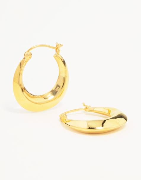Lovisa - Orecchini a cerchio in argento sterling placcato oro con bordi piatti - view 1