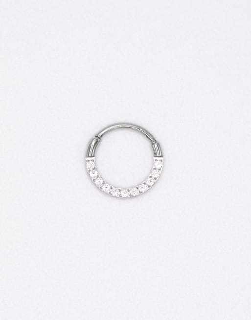 Lovisa - Orecchini a clip da 7 mm in acciaio chirurgico color argento con zirconia cubica