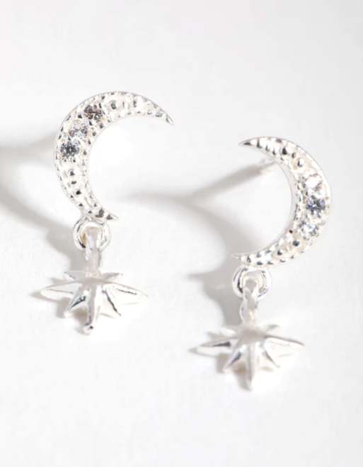 Lovisa - Orecchini pendenti in argento sterling con motivo astrale e strass