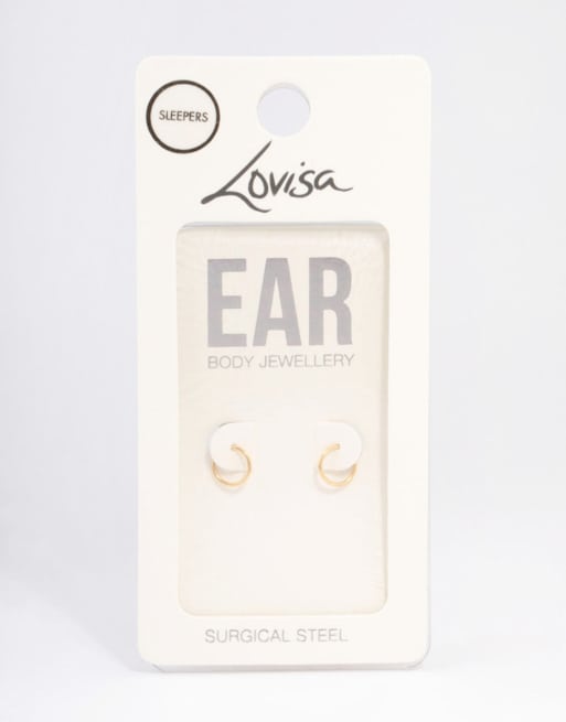 Lovisa - Orecchini pendenti sottili in acciaio chirurgico placcato oro da 6 mm, 3 di 3