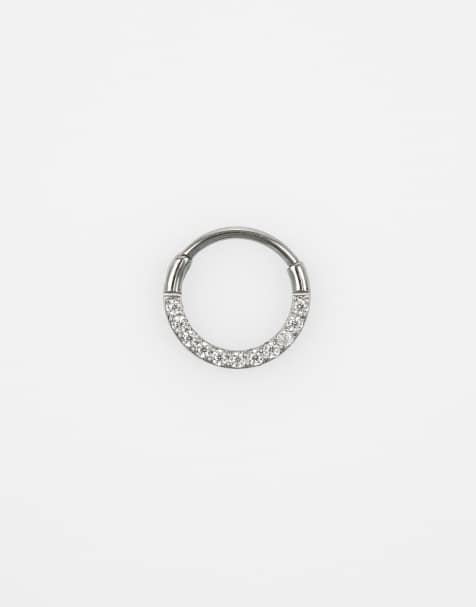 Lovisa - Orecchino a cerchio da 7 mm in titanio argentato con zirconia cubica e chiusura a scatto - view 1