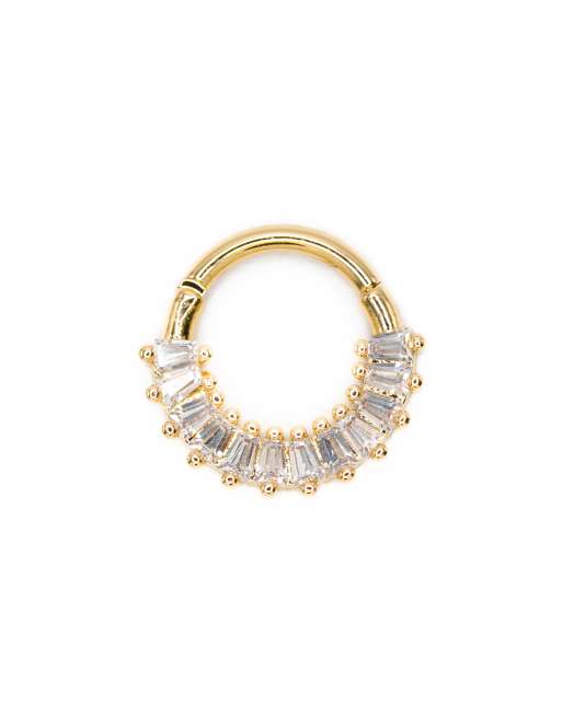 Lovisa - Orecchino a clip in acciaio chirurgico dorato con strass taglio baguette