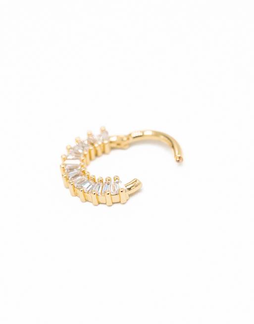 Lovisa - Orecchino a clip in acciaio chirurgico dorato con strass taglio baguette, 2 di 3
