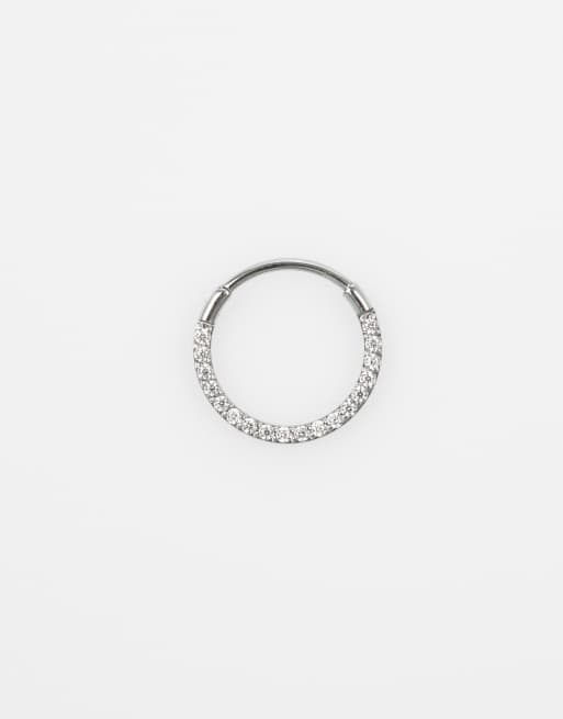 Lovisa - Orecchino a clip rotondo in acciaio chirurgico color argento con zirconia cubica