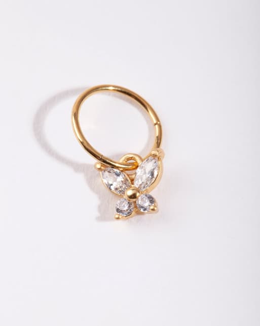 Lovisa - Orecchino in acciaio chirurgico dorato con zirconia cubica e chiusura a scatto