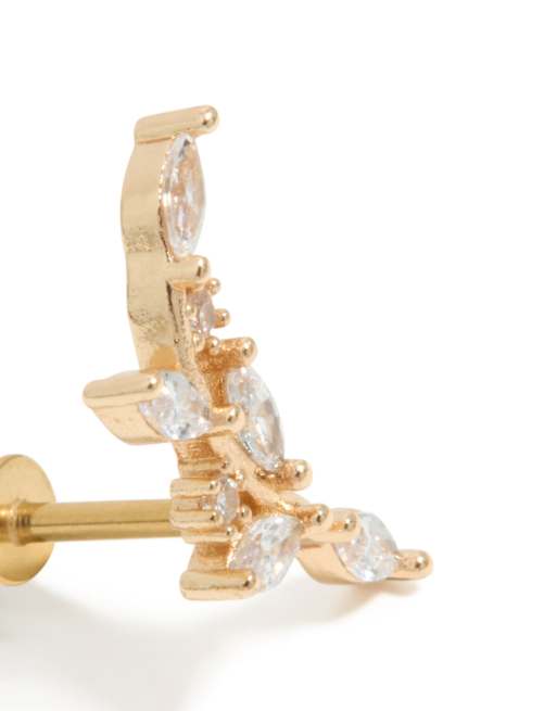 Lovisa - Orecchino in acciaio chirurgico placcato oro curvo con retro piatto, 2 di 5