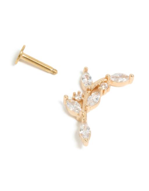 Lovisa - Orecchino in acciaio chirurgico placcato oro curvo con retro piatto, 3 di 5