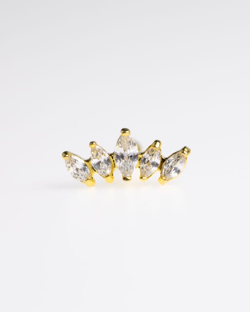 Lovisa - Orecchino marquise con pietre crescenti e chiusura a bilanciere in acciaio chirurgico color oro 