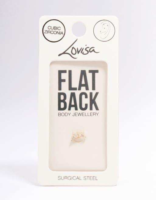 Lovisa - Orecchino triangolare in acciaio chirurgico placcato oro con retro piatto, 3 di 3