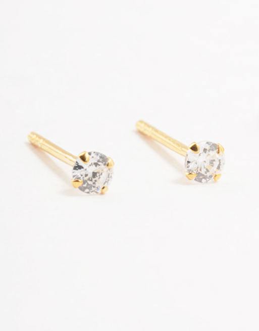 Lovisa - Pack de 2 pendientes pequeños dorados con diseño de estrella de plata de ley chapados en oro, 4 de 4