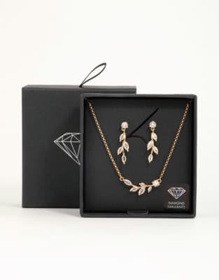 Lovisa - Parure collier et boucles d'oreilles avec branche d'olivier - Doré