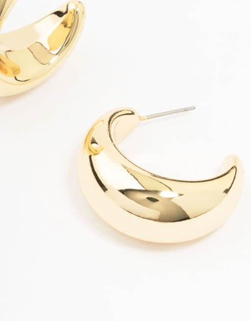 Lovisa - Pendientes de aro dorados extragrandes y gruesos de latón chapados en oro, 2 de 4