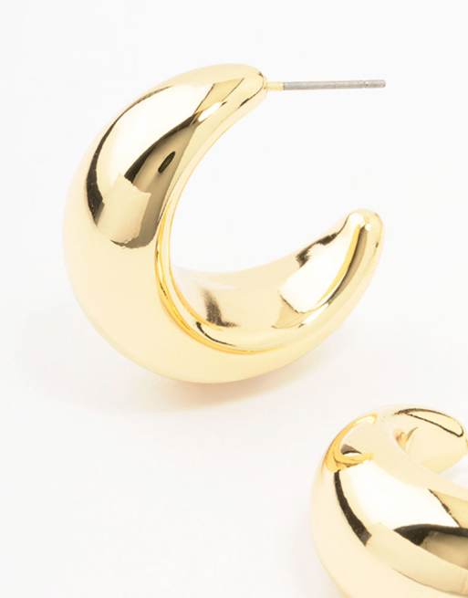 Lovisa - Pendientes de aro dorados extragrandes y gruesos de latón chapados en oro, 3 de 4