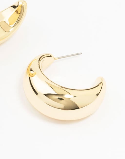 Lovisa - Pendientes de aro dorados extragrandes y gruesos de latón chapados en oro, 4 de 4