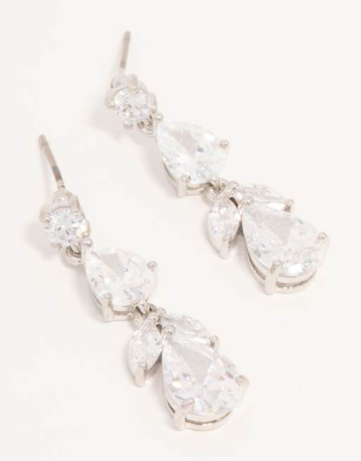 Lovisa Petal leaf midi drop earrings in silver