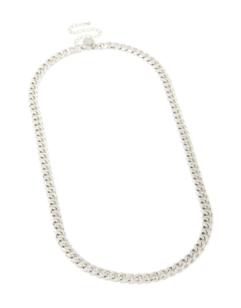 Lovisa - Petit collier en acier inoxydable étanche avec maillons cubains - Argenté - view 1