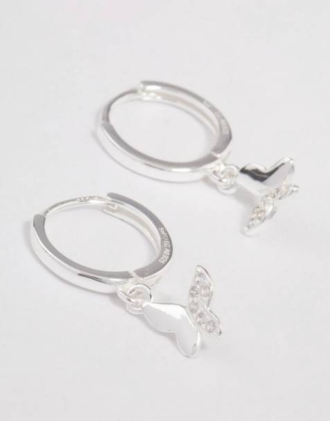 Lovisa - Petite boucles d'oreilles papillon à strass en argent massif - view 1