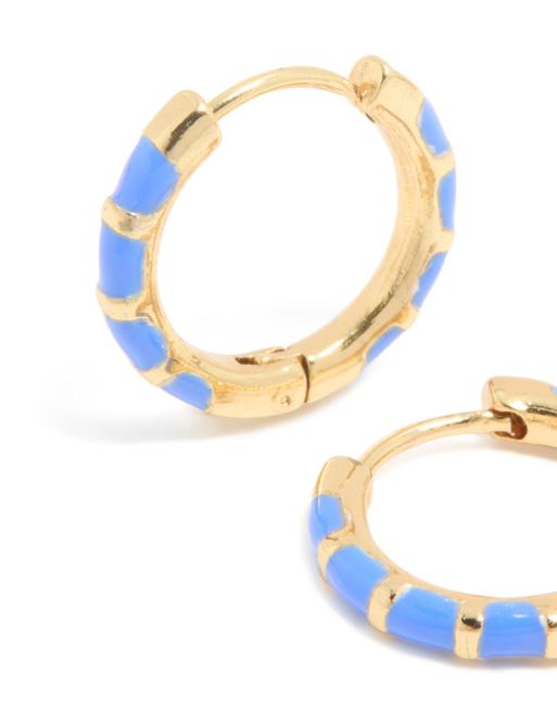 Lovisa - Petites créoles en acier inoxydable étanche plaqué or avec émail bleu effet bambou - Doré, 2 de 5