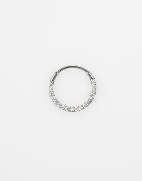 Lovisa - Piercing anneau à charnière en acier chirurgical et zircons cubiques - Argenté - view 1