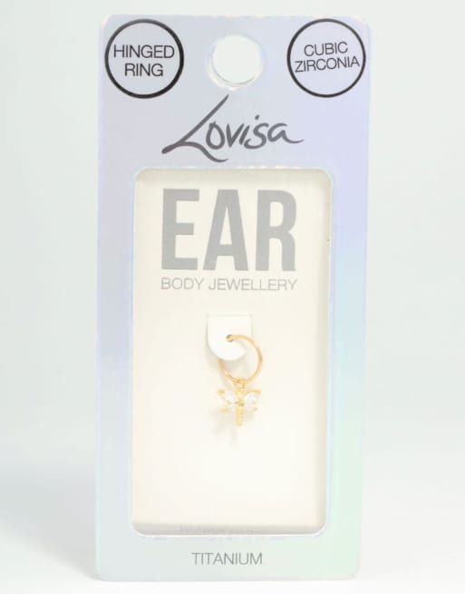 Lovisa - Piercing clicker con libellula in titanio placcato oro con zirconia cubica, 2 di 4