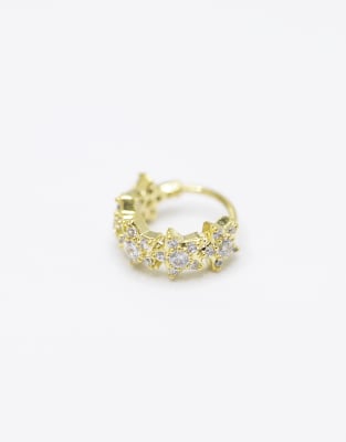 Lovisa - Piercing de nombril à charnière en acier chirurgical plaqué or avec étoiles en zircon cubique - view 1