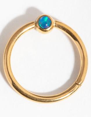 Lovisa - Piercing de nombril anneau en titane avec fermoir cliquet et pierre d'opale fantaisie - Doré