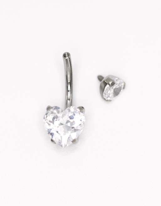 Lovisa - Piercing de nombril banane en titane avec cœur brillant - Argenté, 2 de 3