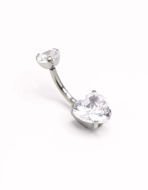 Lovisa - Piercing de nombril banane en titane avec cœur brillant - Argenté, 3 de 3