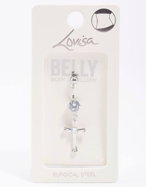 Lovisa - Piercing de nombril en acier chirurgical avec pendant orné de zircons cubiques - Argenté, 2 de 3