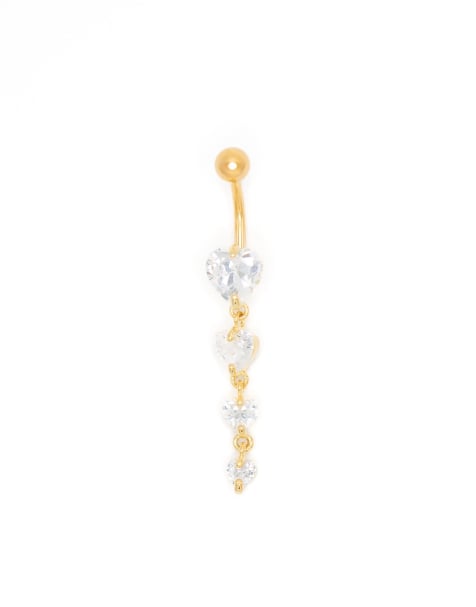 Lovisa - Piercing de nombril en acier chirurgical plaqué or avec cœurs - Doré - view 1