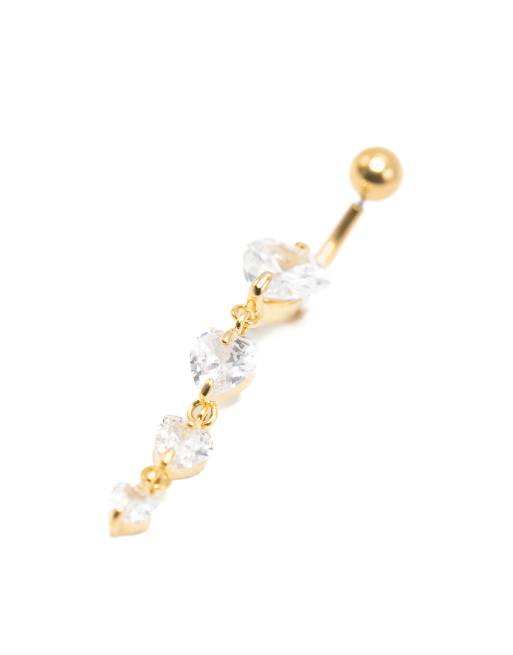 Lovisa - Piercing de nombril en acier chirurgical plaqué or avec cœurs en zircon cubique , 2 de 3