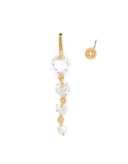Lovisa - Piercing de nombril en acier chirurgical plaqué or avec cœurs en zircon cubique , 3 de 3