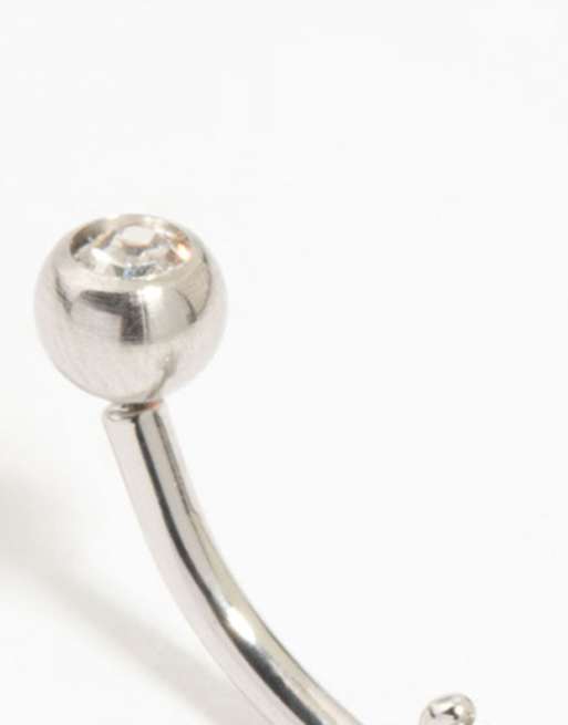 Lovisa - Piercing de nombril en titane à pendant pétales brillants taille marquise - Argenté, 2 de 3