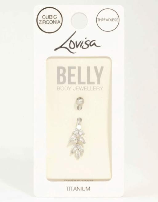 Lovisa - Piercing de nombril en titane à pendant pétales brillants taille marquise - Argenté, 3 de 3