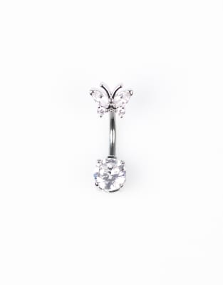 Lovisa - Piercing de nombril en titane avec zircons cubiques - Argenté