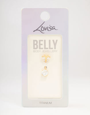 Lovisa - Piercing de nombril en titane orné de zircons cubiques - Doré