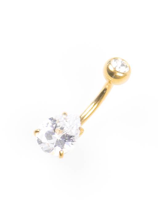 Lovisa - Piercing de nombril en titane plaqué or avec monture chaton ronde - Doré , 2 de 3