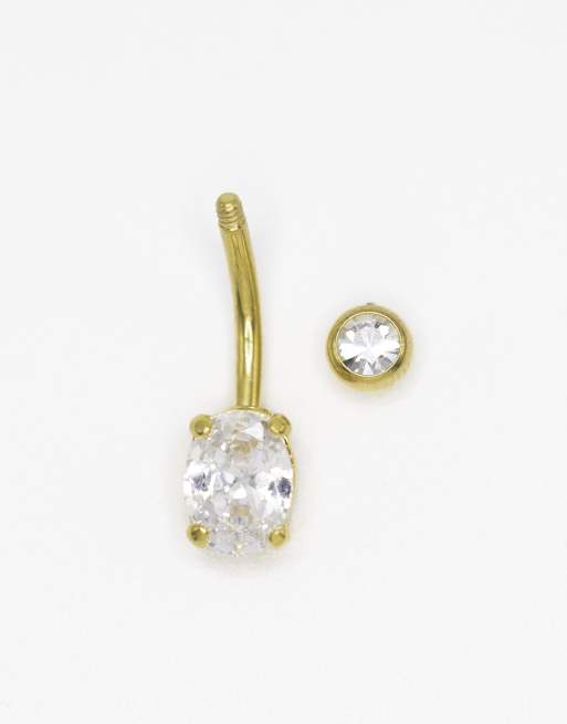 Lovisa - Piercing de nombril en titane plaqué or serti de zircons cubiques ronds classiques - Doré, 2 de 3