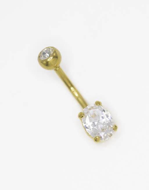 Lovisa - Piercing de nombril en titane plaqué or serti de zircons cubiques ronds classiques - Doré, 3 de 3