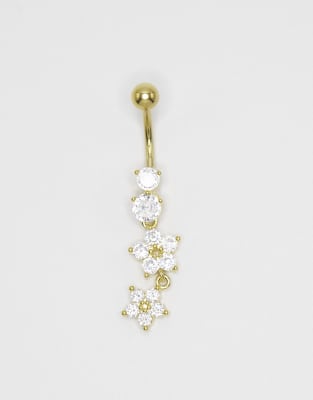 Lovisa - Piercing de nombril fleurs en titane plaqué or-Doré