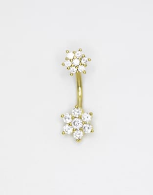 Lovisa - Piercing de nombril fleurs en titane plaqué or-Doré