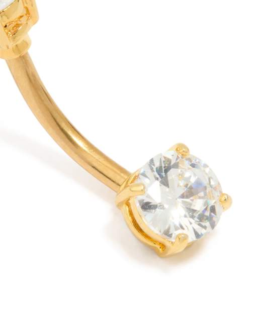 Lovisa - Piercing de nombril petit et moyen en titane plaqué or avec zircons cubiques - Doré, 2 de 3