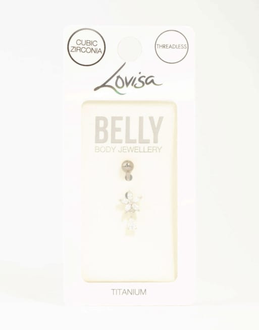 Lovisa - Piercing de nombril sans trou en titane avec fleur en zircon cubique - Argenté, 3 de 3