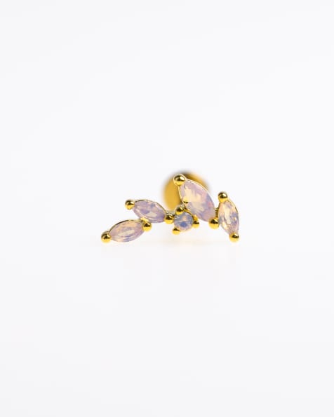 Lovisa - Piercing effet grimpant en acier chirurgical plaqué or avec arrière plat et cristaux taille marquise - Doré - view 1