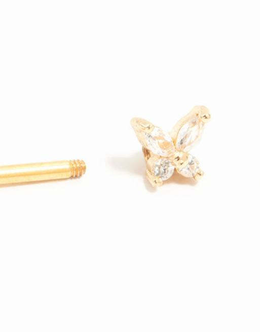Lovisa - Piercing per capezzoli a barretta in titanio placcato oro con zirconia cubica, 3 di 3
