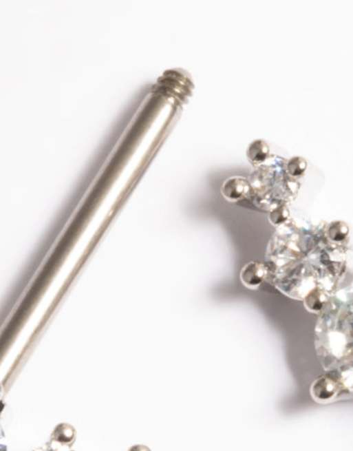 Lovisa - Piercing per capezzoli argentato con strass in titanio, 2 di 4