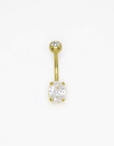 Lovisa - Piercing per l'ombelico in titanio placcato oro con design classico rotondo ad artiglio in zirconia cubica - view 1